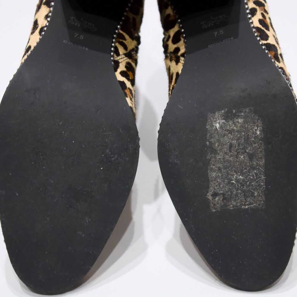 Coach Drea Leopard Print Calf Hair Leather Heeled Bootie Women 7.5B Minimal Wear - Picture 16 of 16